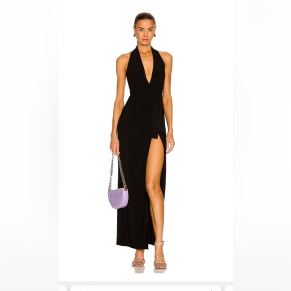 New Norma Kamali Halter Wrap Straight Gown Size Medium (Black) - Picture 1 of 5